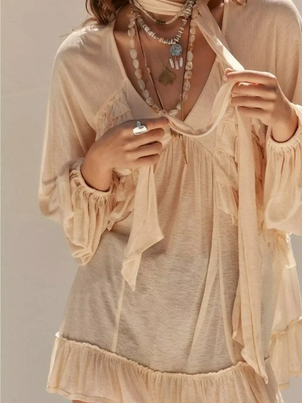 Free People Free-est Ponza Tunic in Sand Women’s Size XL